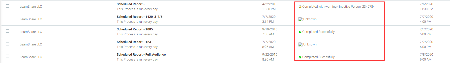 Scheduled Processes