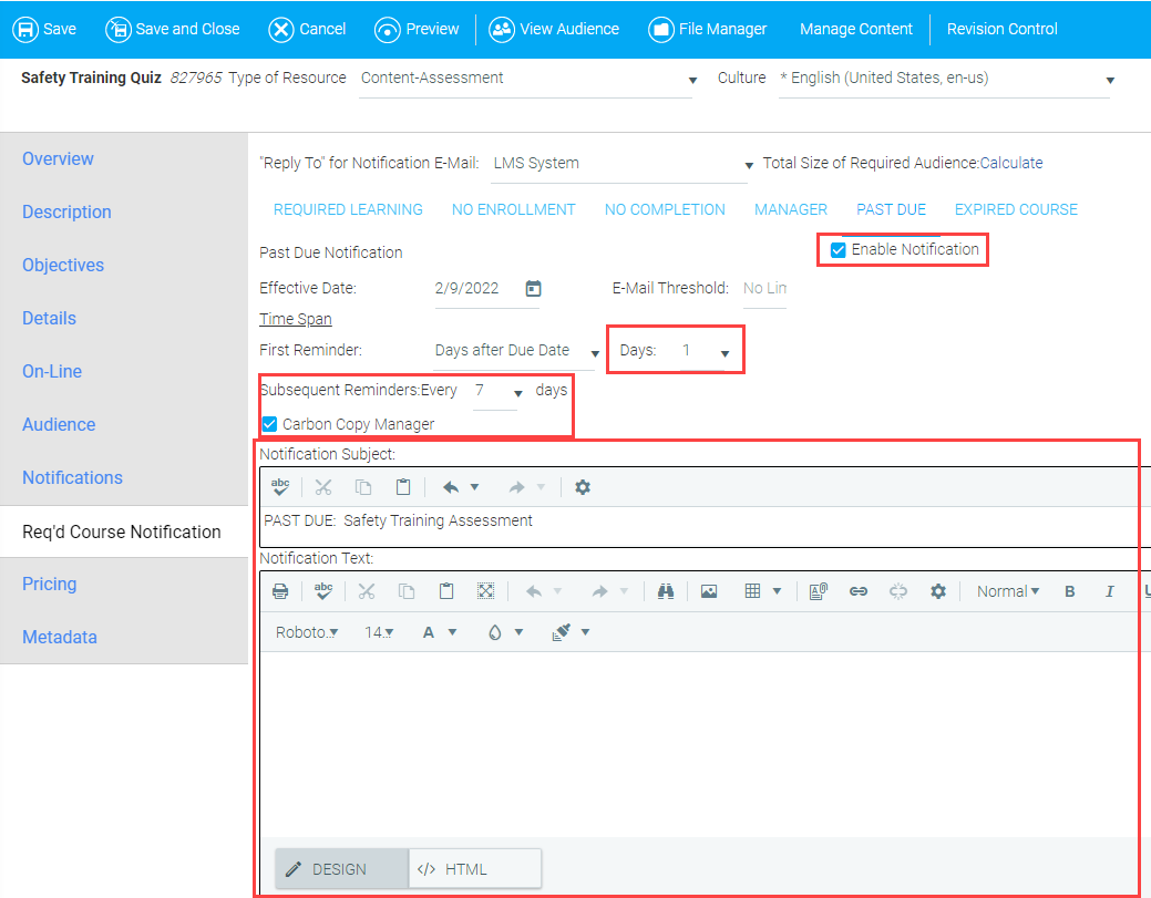 Computer Assessment Notification Example Setting Up an Assessment
